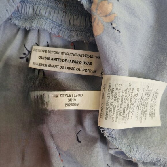 Madewell Romantic Aloha Floral Blue Smocked Flutter-Sleeve Top  size S - Picture 11 of 14